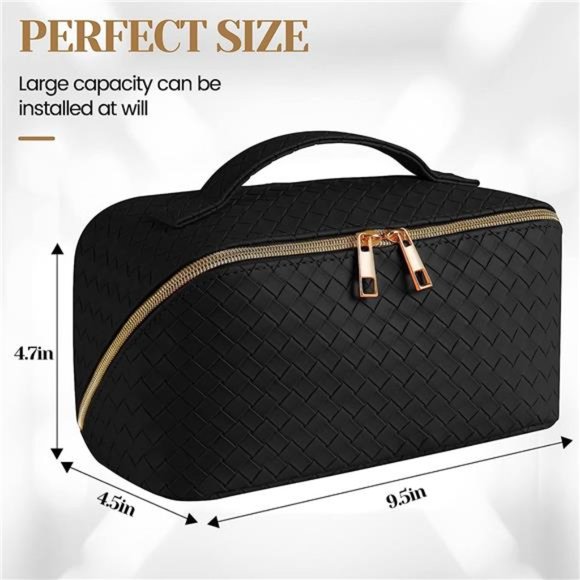 Large Capacity Travel Cosmetic Bag - Makeup Bag, PU Leather Waterproof Women